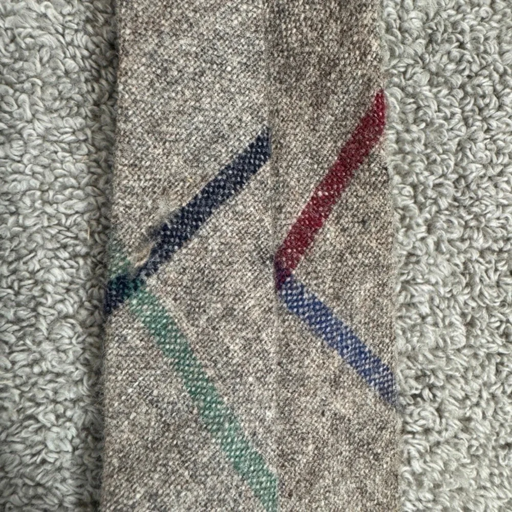 John Henry Vintage Plaid Tweed Wool Blend Tie Tan Red Green Blue Strawbridge